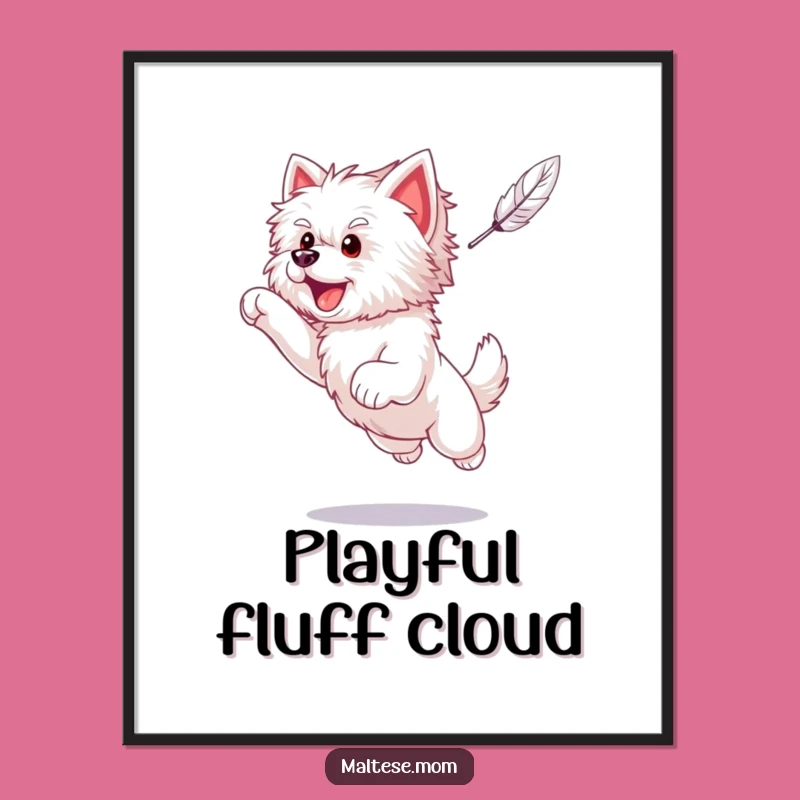 Funny Maltese Puppy Feather Digital Art - Adorable Dog Decor Print