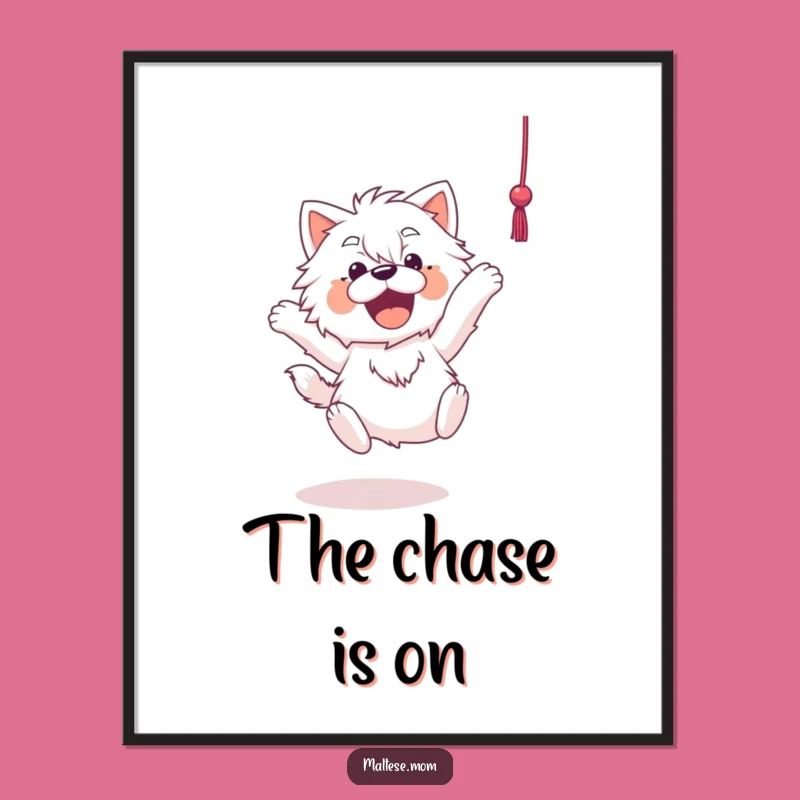 Funny Maltese Digital Art: Pup Leaping for String Wall Decor, Instant Funny Gift