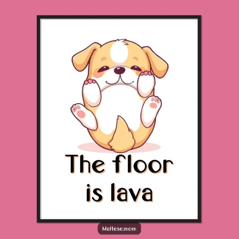 Funny Dog Rolling Digital Art: Instant Joy, Printable Funny Gift