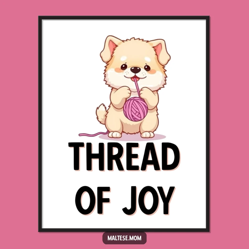 Funny Fluffy Dog Yarn Digital Art: Instant Download of Canine Comedy