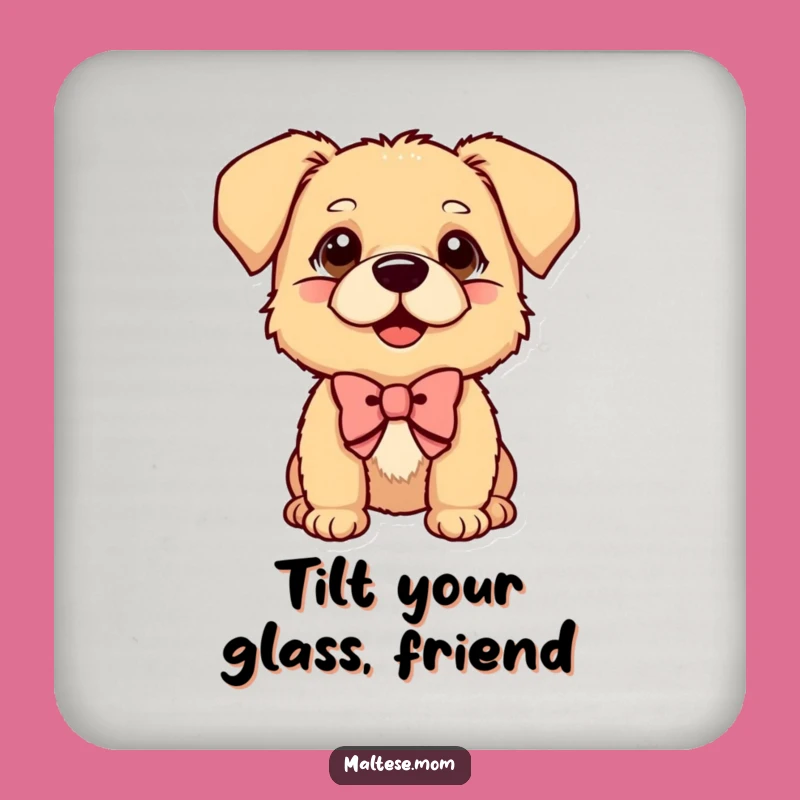Funny Drink Coaster: Curious Bow Dog, Playful Protection, Quirky Gift