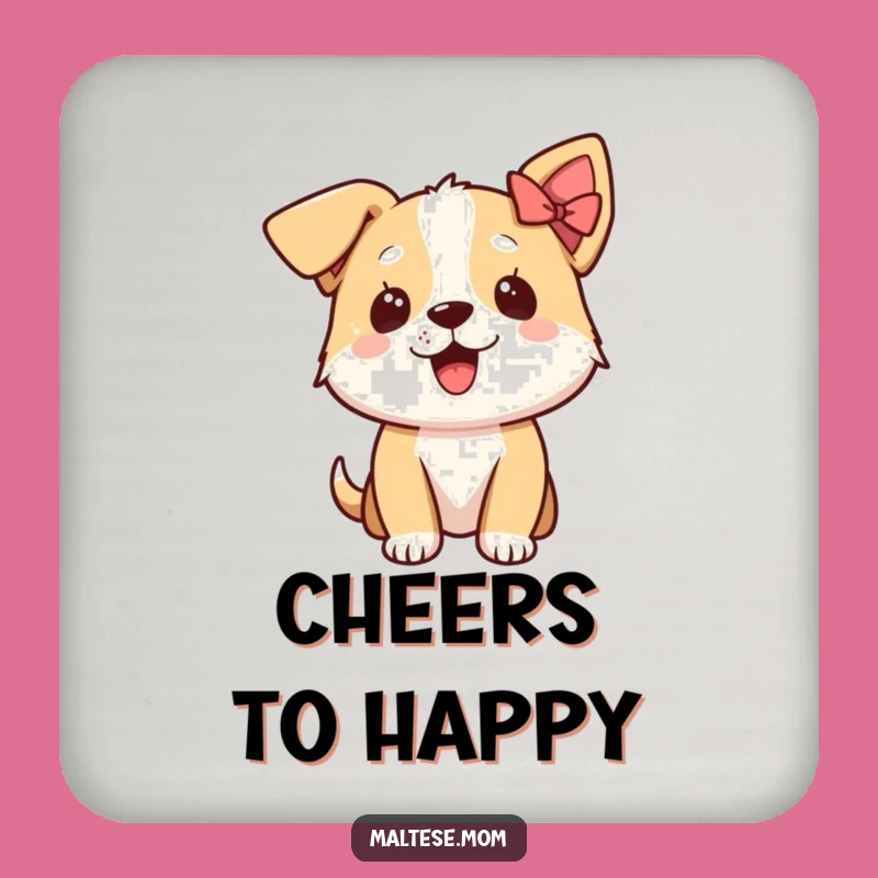 Funny Excited Dog Bow Ear Coaster Set: Protect Surfaces with Happy Pet Charm