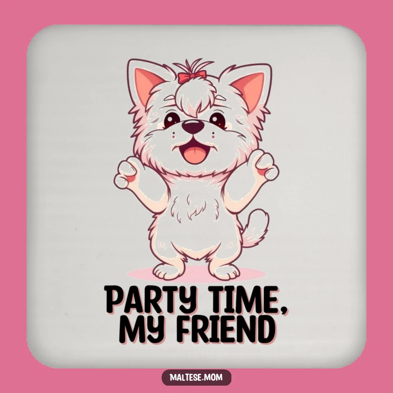 Funny Happy Maltese Dance Coasters: Protect Surfaces with Paws-itive Vibes!