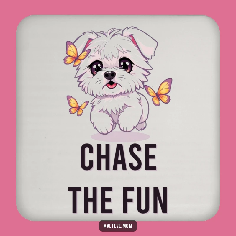 Funny Kawaii Maltese Butterfly Coaster: Hilarious Protection for Tables with Playful Flair
