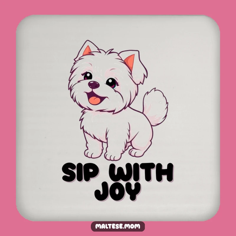 Funny Kawaii Maltese Happy Coaster: Hilarious Protection for Tables with Pure Joy