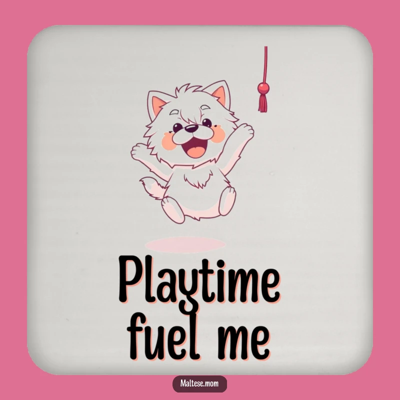 Funny Maltese Coaster: Protect Surfaces with Pup Leaping for String, Unique Funny Gift