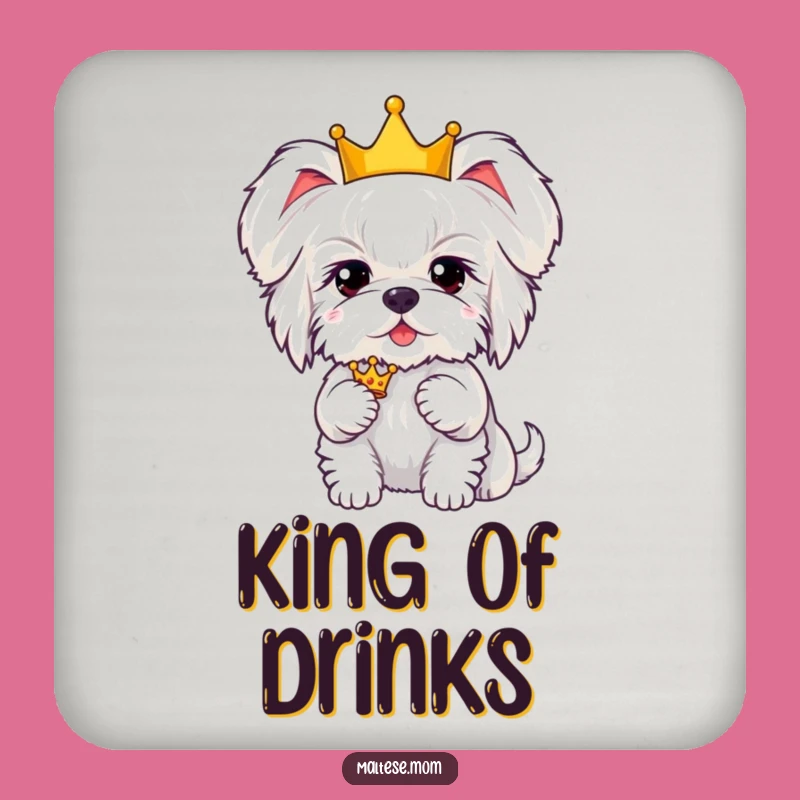 Funny Kawaii Maltese Crown Coaster: Hilarious Protection for Tables with Royal Flair