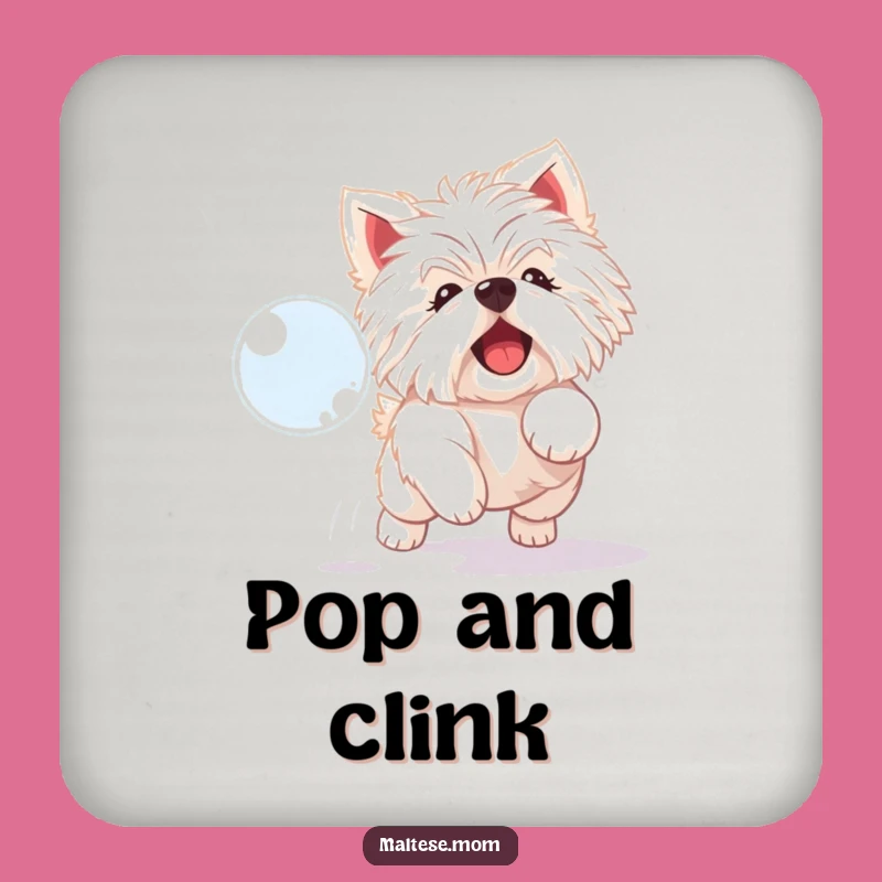 Funny Maltese Bubble Drink Coaster: Playful Pooch Protection