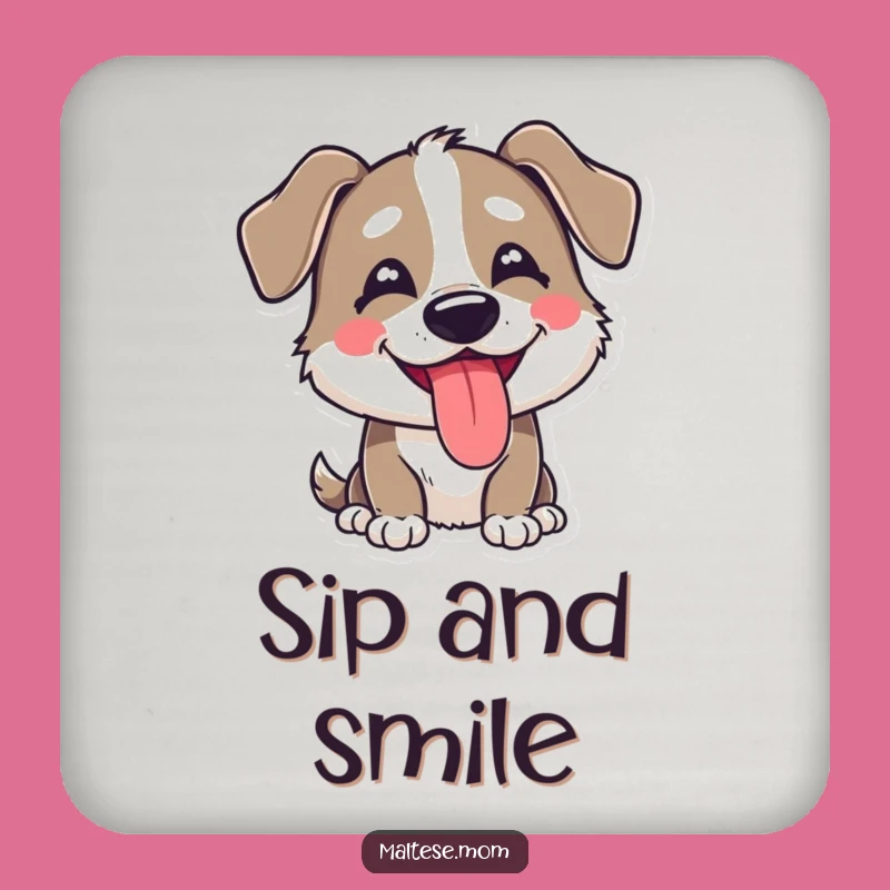 Funny Goofy Dog Tongue Out Coaster Set: Protect Surfaces with Playful Pet Humor