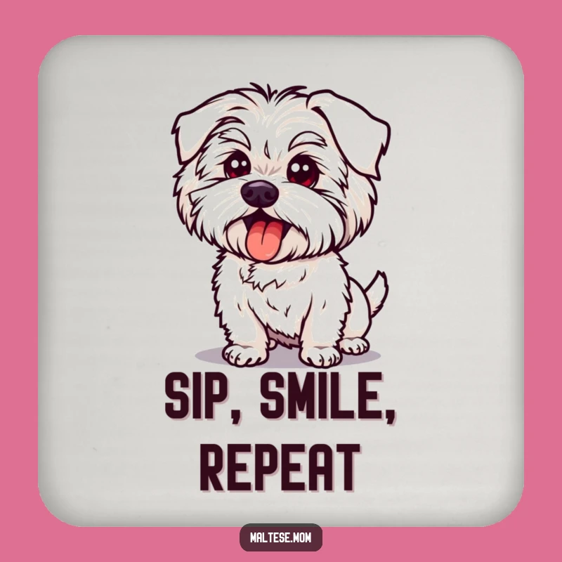 Funny Maltese Silly Pose Coaster: Goofy Drinks, Hilarious Table Gift!