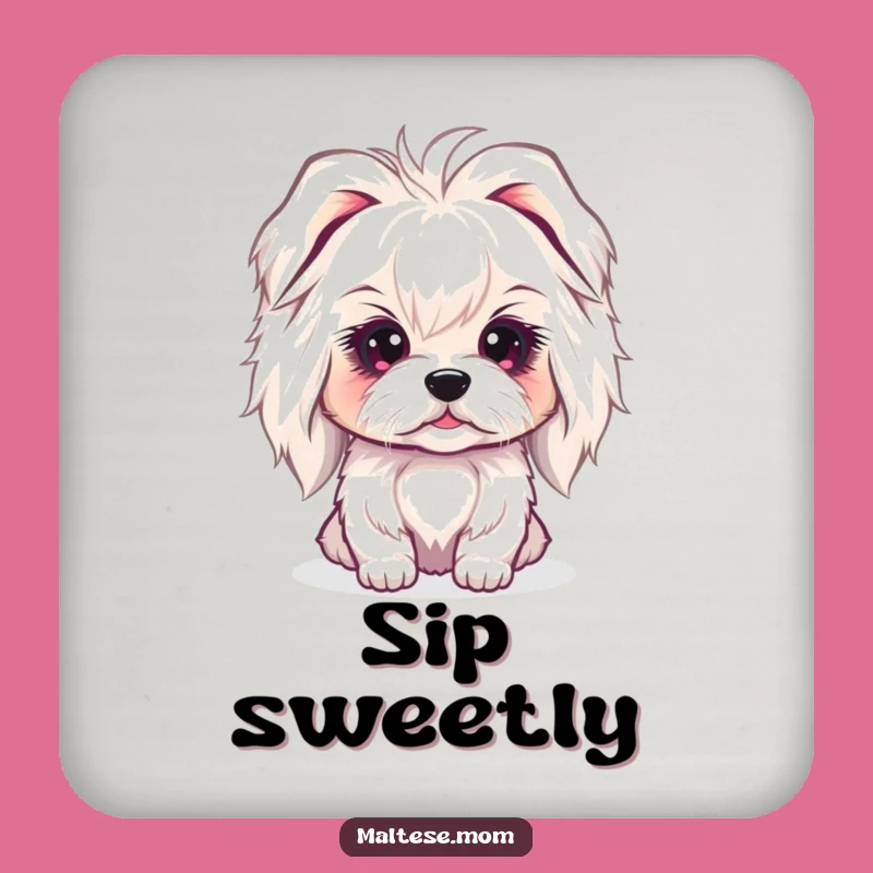 Funny Maltese Gaze Coasters: Set of 4 Sweet Dog Lady Charms, Perfect Gentle Gift!