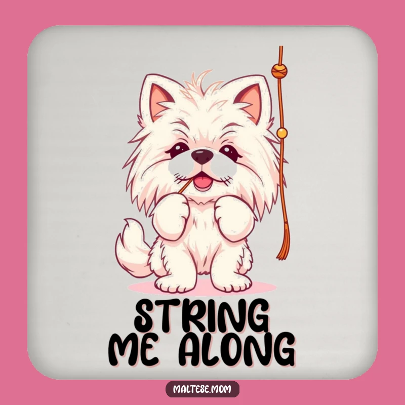 Funny Maltese String Batting Coaster Set - Playful Surface Protection