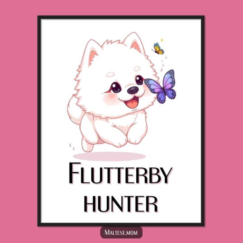 Funny Dog Butterfly Chase Poster - Joyful Pet Art Gift!