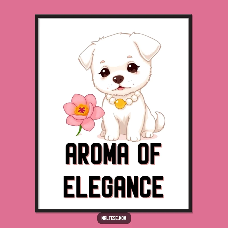 Funny Dog Pearl Necklace Poster - Refined Pet Art Gift!