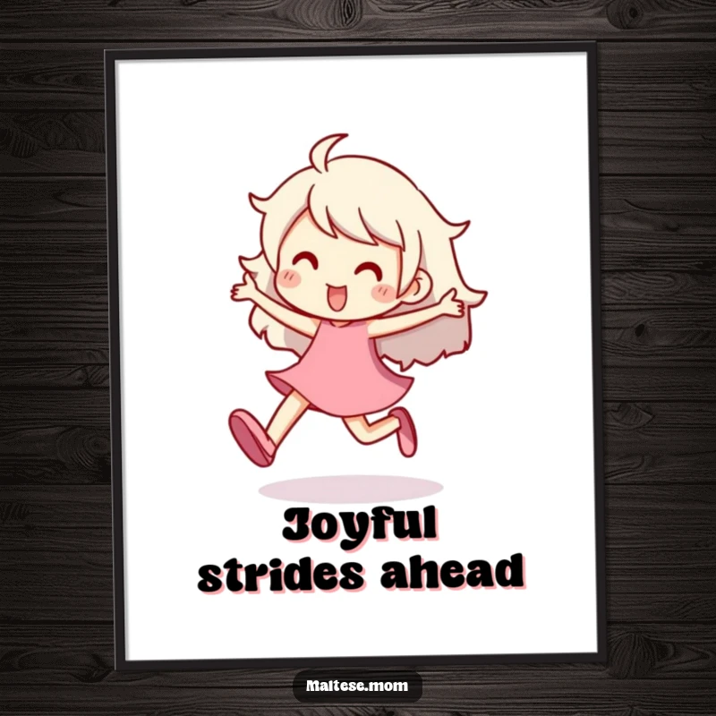 Funny Poster of a character joyfully prancing with an energetic and lighthearted step, perfect for adding a dynamic and cheerful vibe.