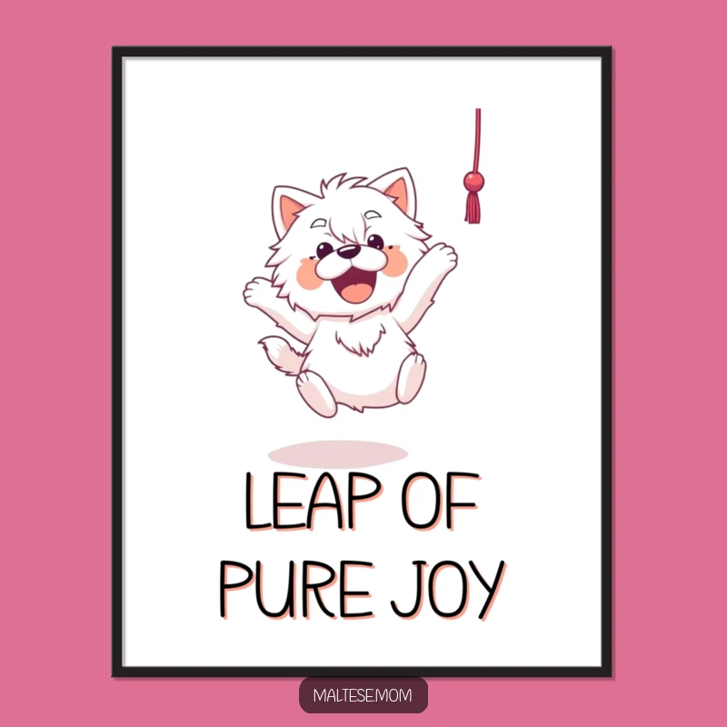 Funny Maltese Poster: Energetic Pup Leaping for String Art, Dynamic Funny Gift