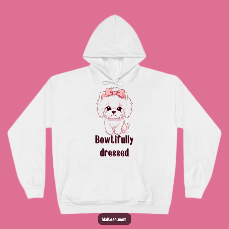 Cozy Maltese Lady Hoodie with Bow - Funny & Warm Dog Lover Gift