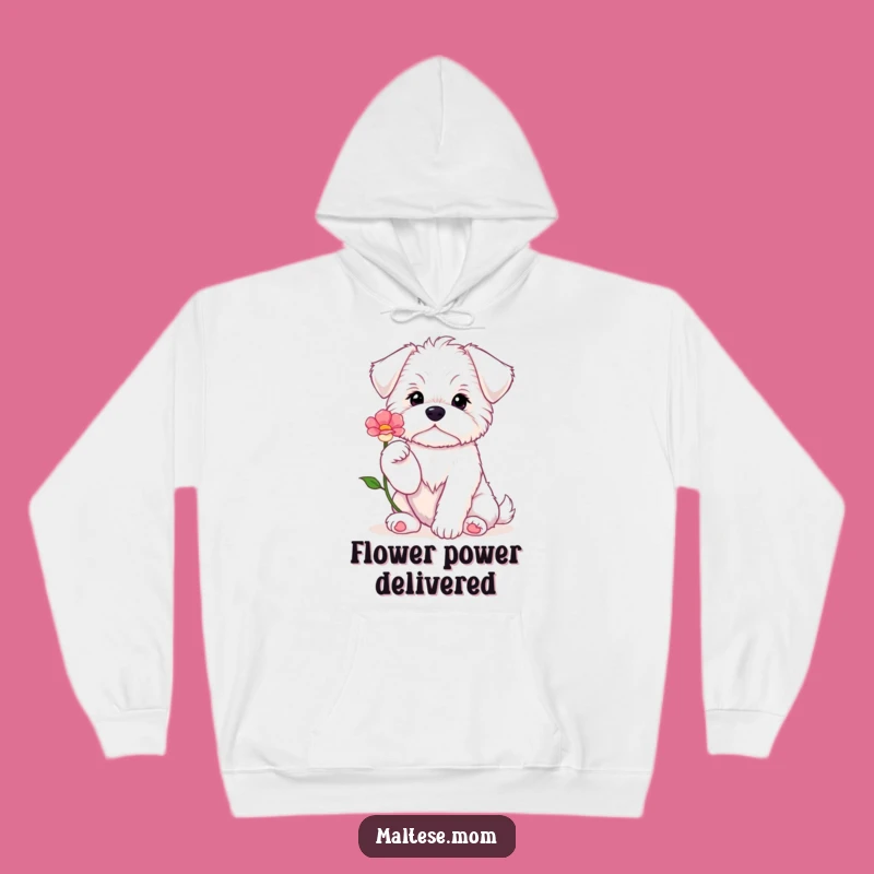 Funny Maltese Puppy Flower Hoodie - Cozy & Sweet Dog Lover Gift