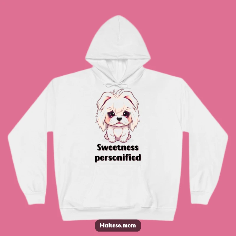 Funny Maltese Gaze Hoodie: Cozy Innocent Dog Lady, Perfect Comfort Gift!