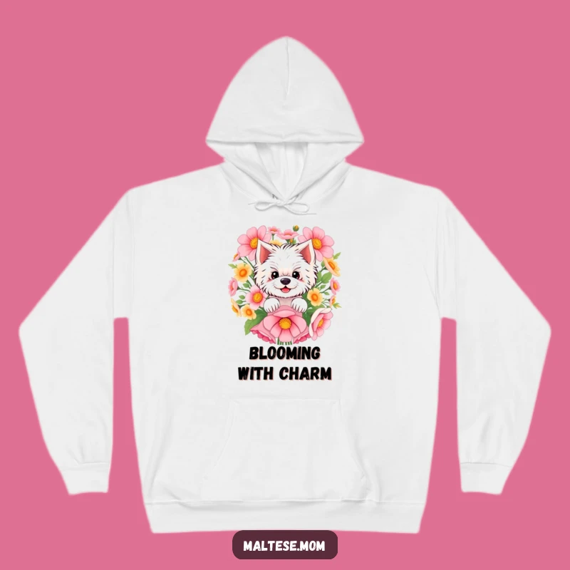 Funny Maltese Hoodie: Cozy Pup Peeking from Flowers, Warm and Funny Gift