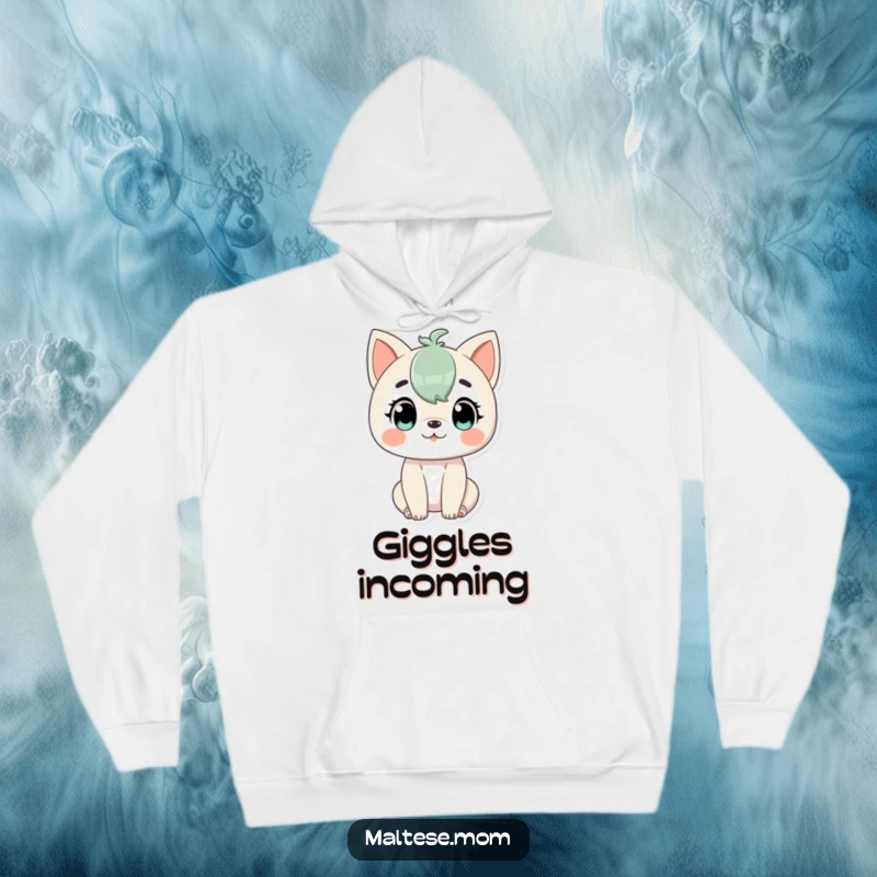 Funny Hoodie depicting a character looking alert and ready for engaging in gentle play, radiating eagerness and a playful spirit.