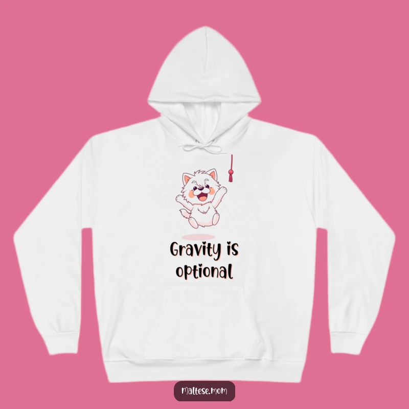 Funny Maltese Hoodie: Cozy Pup Leaping for String, Warm Funny Gift