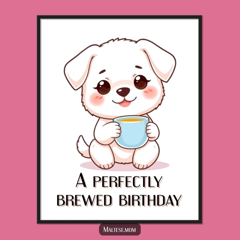 Funny Free Printable Wall Art: Dog Teacup Smile Design Downloadable Art