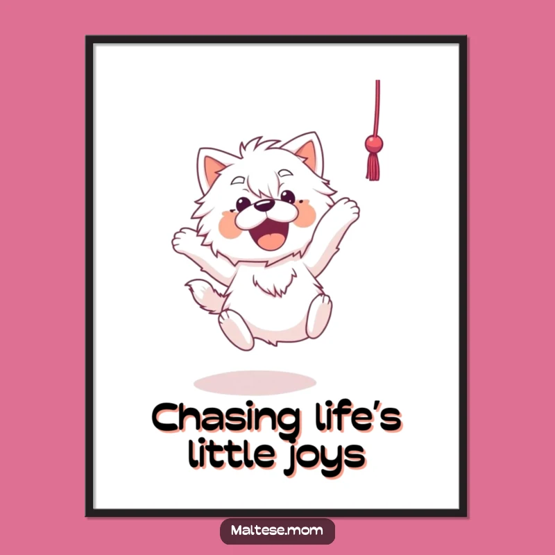 Free Printable Wall Art: Leaping Maltese String - Funny Downloadable Decor