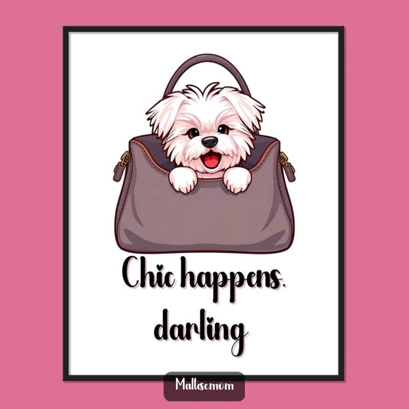 Free Printable Wall Art: Funny Maltese Dog in Handbag - Quirky Downloadable Decor