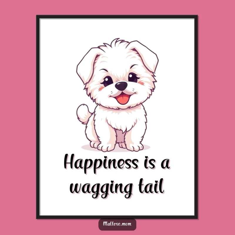 Free Printable Wall Art: Wagging Maltese Puppy Art