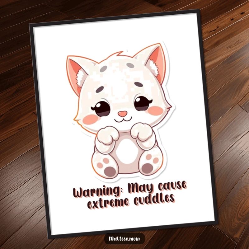 Funny Free Printable Wall Art: A lovable, cuddly character with soft paws resting gently, perfect for a cozy space.