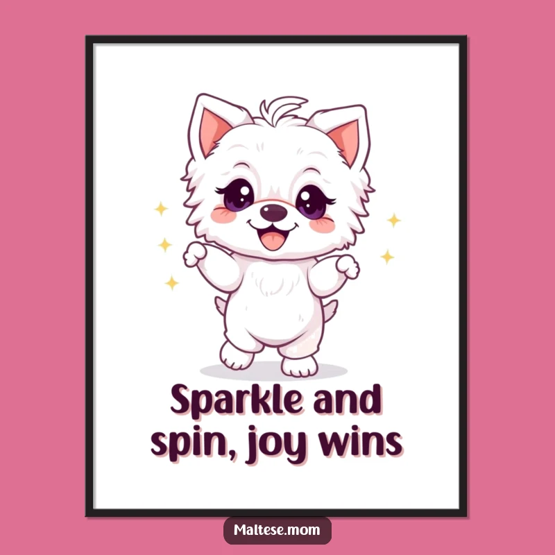 Funny Free Printable Wall Art - Dancing Maltese Puppy Sparkle Downloadable Art