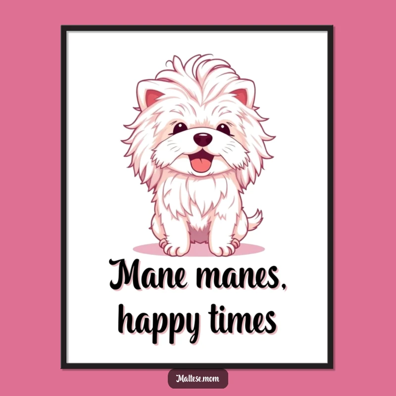 Free Printable Wall Art: Fluffy Maltese Dog, Delightful Head Shake Decor, Downloadable Art, Whimsical Home Accent