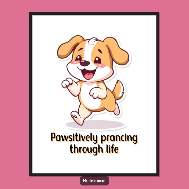 Free Printable Wall Art: Prancing Dog Celebration, Humorous Downloadable Decor