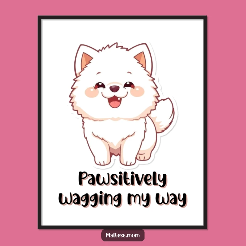 Free Printable Dog Wall Art: Fluffy Friend Wagging Tail, Funny Downloadable Home Decor