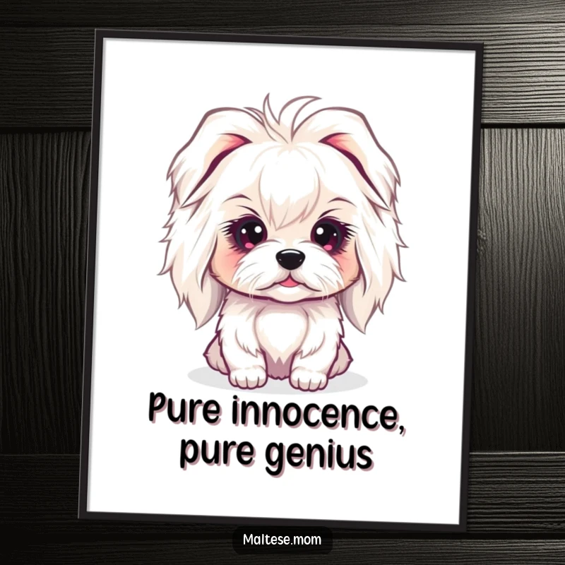 Free Printable Wall Art: Maltese dog with a captivatingly sweet and innocent gaze. A charming downloadable art print.