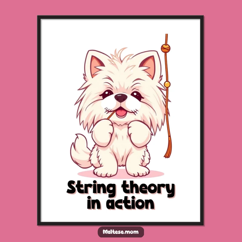 Funny Free Printable Wall Art: Playful Maltese Lady with String - Dog Decor
