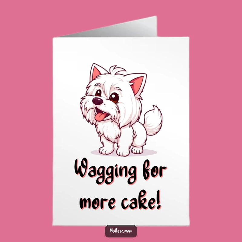 Free Printable Birthday Card: Happy Maltese Wagging Tail - Downloadable Gift