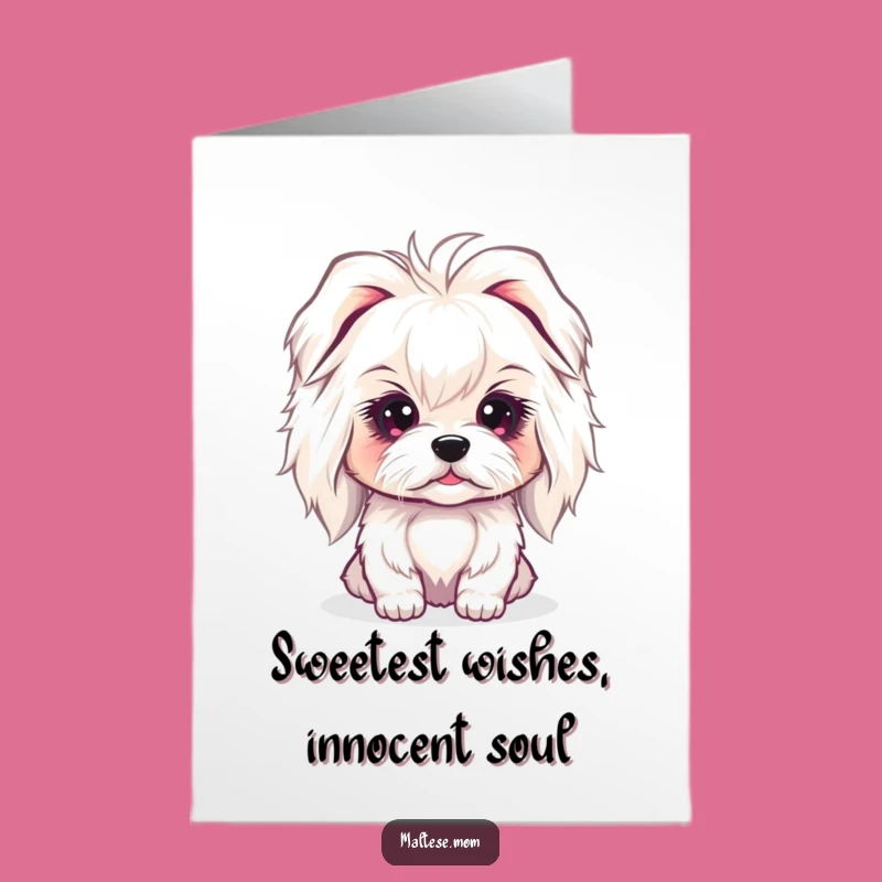 Free Printable Birthday Card: Sweet Maltese Gaze for a Joyful Celebration!