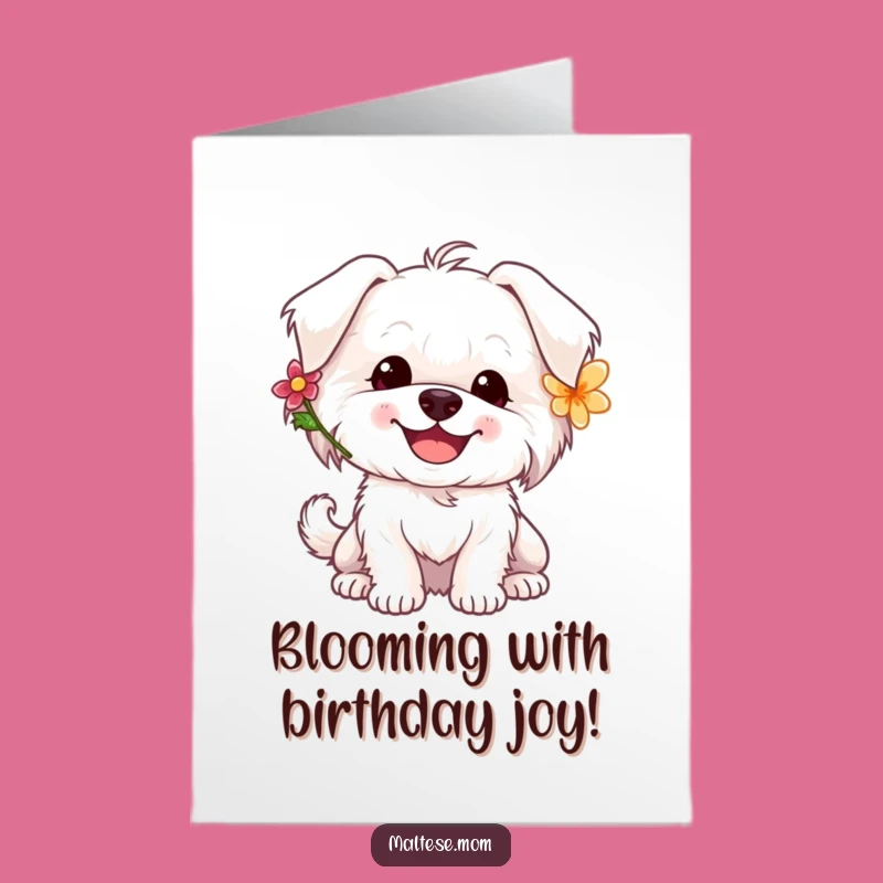Free Printable Dog Birthday Card: Floral Maltese, Happy Pup, Downloadable Birthday Cheer