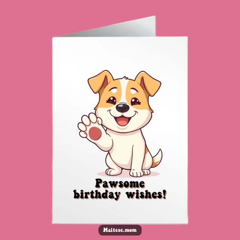 Free Printable Birthday Card: Grinning Dog Offering Paw, Funny Downloadable Gift