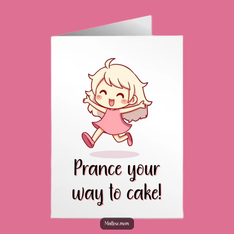 Free Printable Birthday Card: Energetic Character, Joyful Prance, Fun Celebration