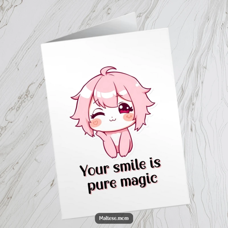 Funny Free Printable Birthday Card: Character with a sweet smile and head tilt, ready to deliver birthday cheer