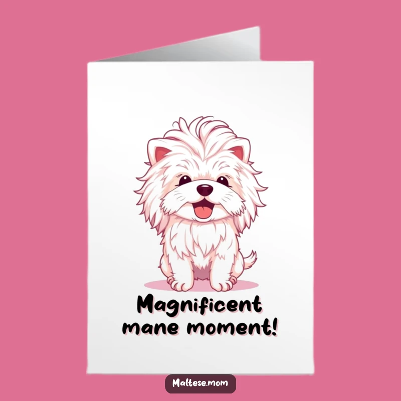Free Printable Congrats Card: Ecstatic Fluffy Maltese, Head Shake Cheers, Downloadable Greeting, Success Art