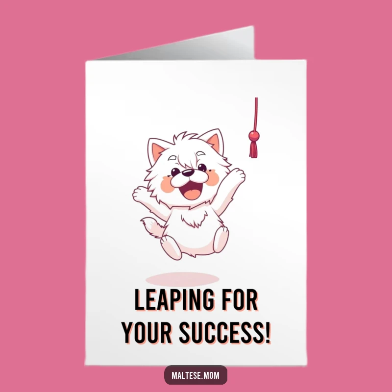 Free Printable Congrats Card: Maltese Leaping Fun - DIY Downloadable