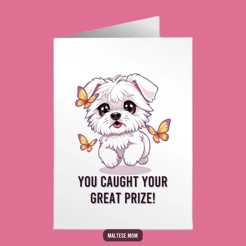 Free Printable Congrats Card: Playful Maltese Dog, Perfect Downloadable Achievement Gift