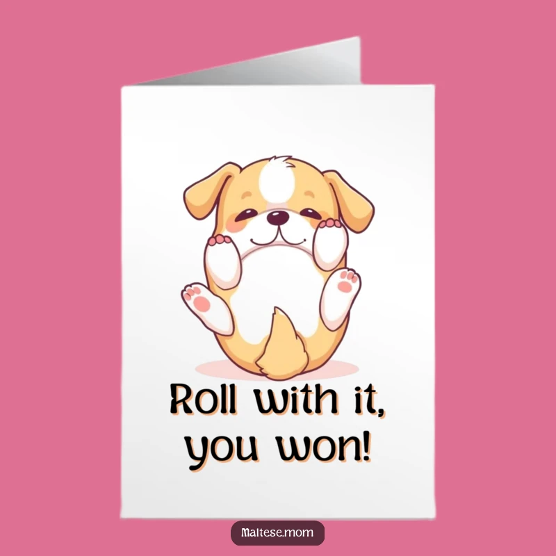 Free Printable Congrats Card: Playful Rolling Dog, Funny Downloadable Celebration