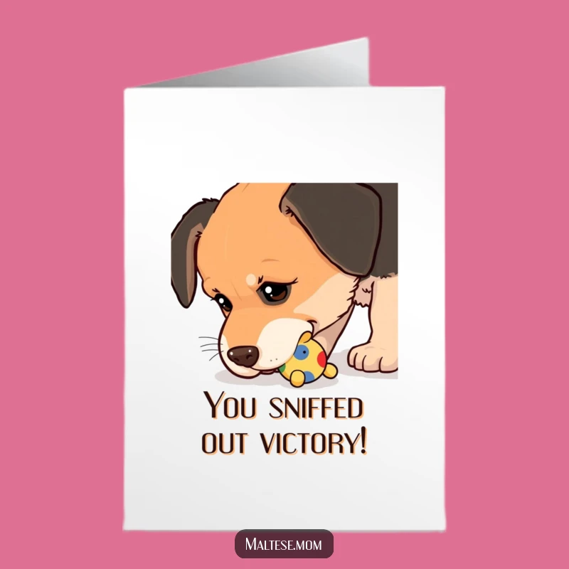 Free Printable Dog Congrats Card: Toy Nudge, Funny Downloadable Gift for Wins