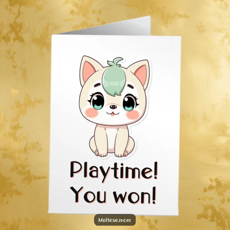 Free Printable Congratulations Card: An alert character looking ready for fun, celebrating success playfully.