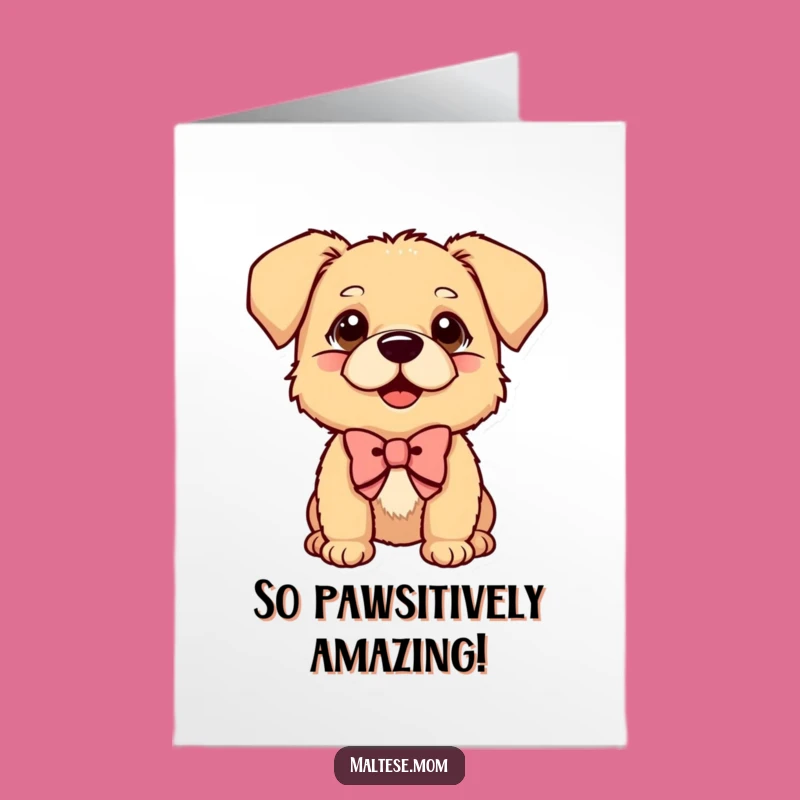 Free Printable Dog Congrats Card: Curious Pup, Bow, Funny Downloadable Gift for Wins